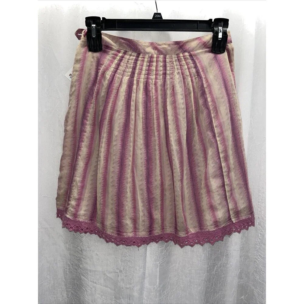 Free People Women's Skirt Lavender & Tan Pleated Size 2